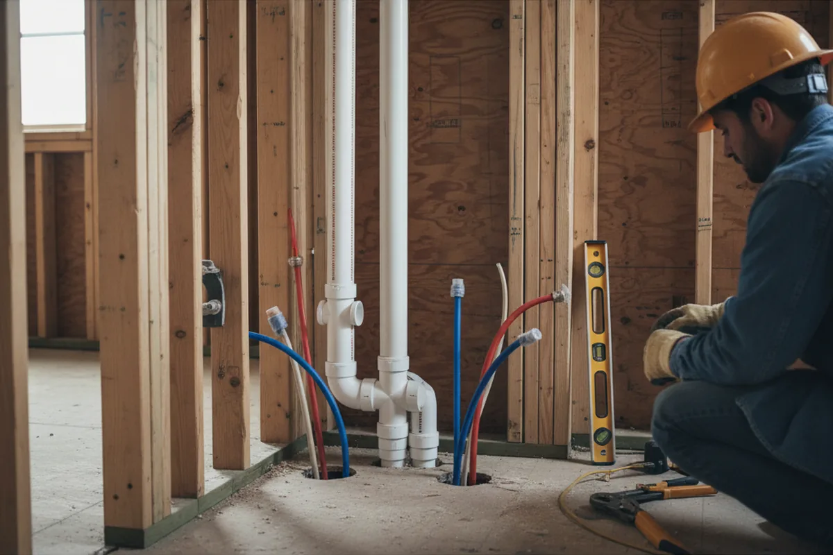 Drain and supply rough-in during Sump Pump Repair in Unadilla