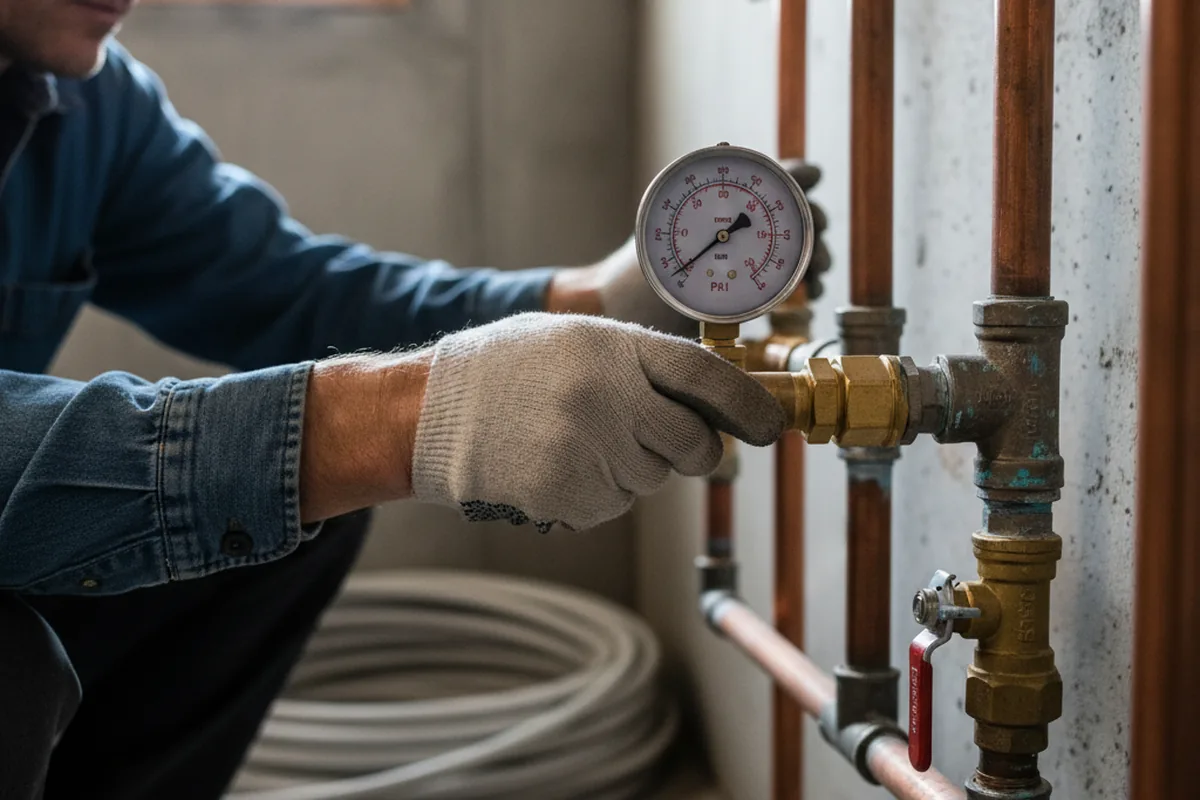 Pressure testing a repaired line during Water Line Repair in Unadilla